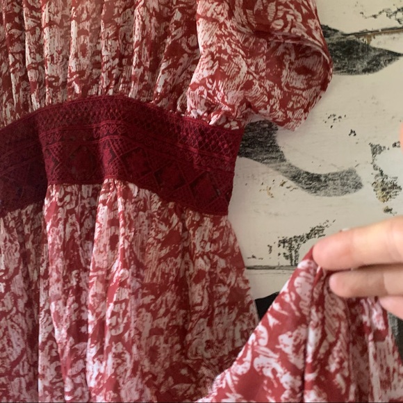 New Red Floral & Lace Kimono Maxi Beach Dress Cover-Up - Picture 10 of 12